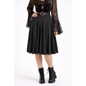 binj basics Black Pleated A-Line Midi Skirt Minimalist Coquette Career Core M